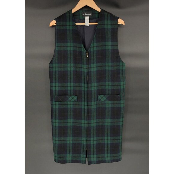 Sag Harbor Dresses & Skirts - Vintage Plaid Dress Womens 8 Wool Blend Dark Academia Preppy Schoolgirl 90s